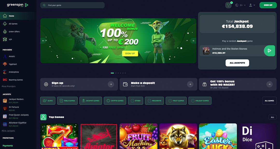 Green Spin Casino Lobby