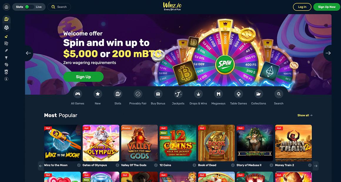Winz Casino Lobby